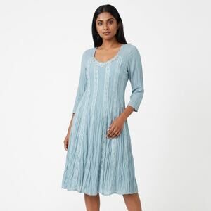 Komarov Made in USA Blue Shift Knee Length Dress Women Size M